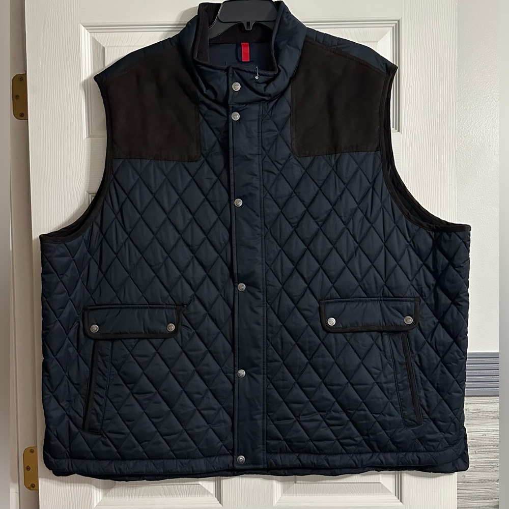 NWOT Cremieux Men’s Quilted Vest Navy Full Zip -‎ Size 4XB Retail $225